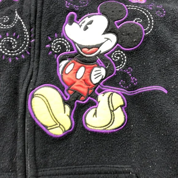 Disney Mickey Mouse Hoodie Womens 2XL Black Zip Up Fleece Sweatshirt Plus Size - Picture 6 of 13